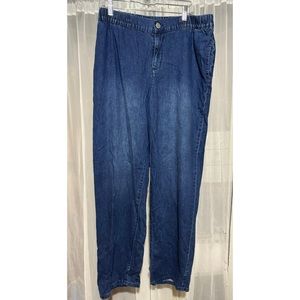 Eloquii NWOT Dark Wash Blue Cotton 80s Mom Jeans with Elastic Waist Size 14
